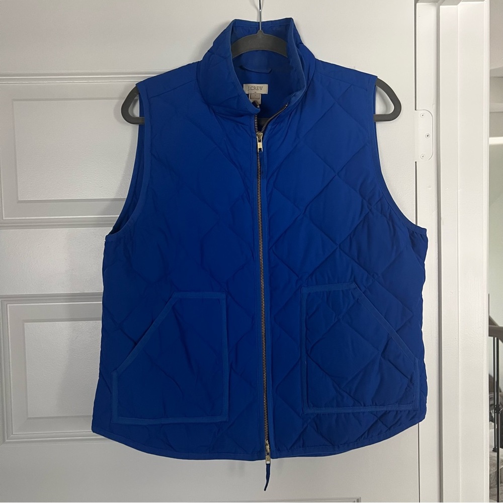 J. Crew Quilted Puffer Vest Royal Blue Full Zip